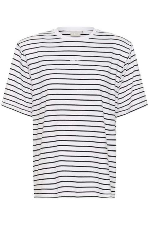 Priser på Gestuz - T-shirt - SamurillyGZ Striped Tee - White black stripe