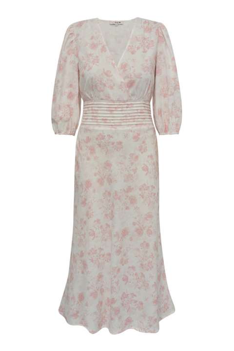 Priser på A-View - Kjole - Lin Long Dress - Sand/Pale pink