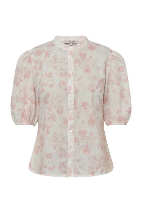 Priser på A-View - Skjorte - Lin Shirt - Sand/Pale Pink