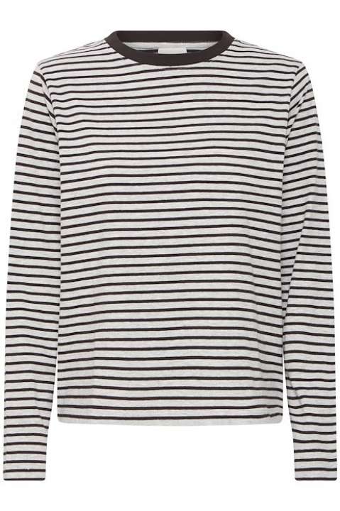 Priser på Ichi - Bluse - Mira Loose - Grey Melange w. black