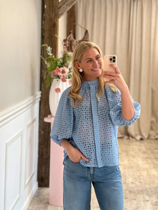 Priser på Continue - Bluse - Sia Lace - Blue