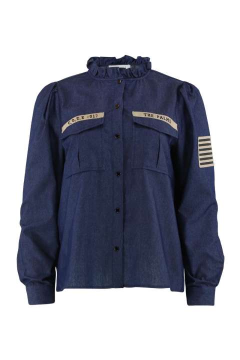 Priser på Continue - Bluse - Mili Patch Chambre - Denim blue