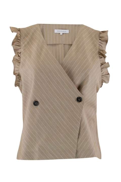 Priser på Continue - Vest - Lydia Sand Stripe Vest - Sand/white stripe