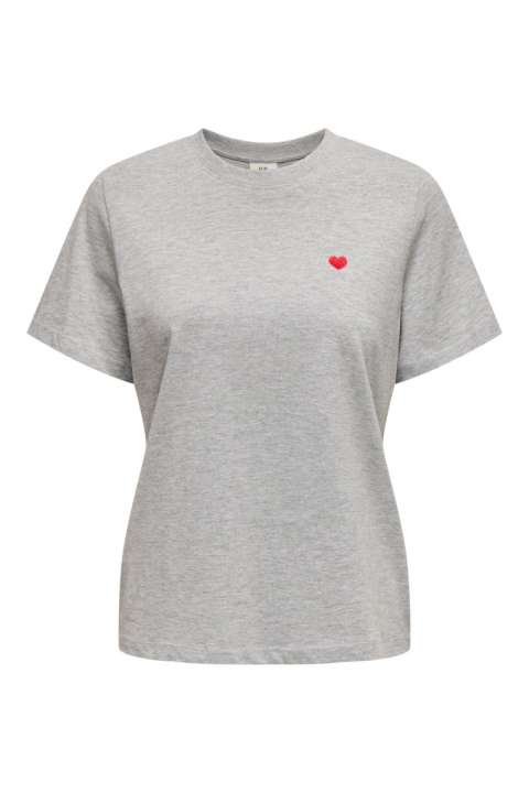 Priser på JDY - T-shirt - Pisa S/S Print Top - Light Grey Melange/Bittersweet Heart