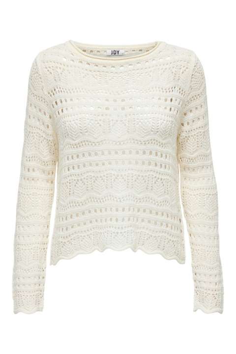 Priser på JDY - Bluse - Sun Lay L/S Boatneck Pullover - Eggnog