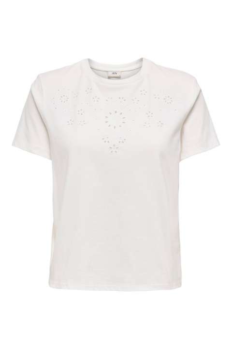 Priser på JDY - T-shirt - Cif S/S Broderie Anglaise Top - Cloud Dancer