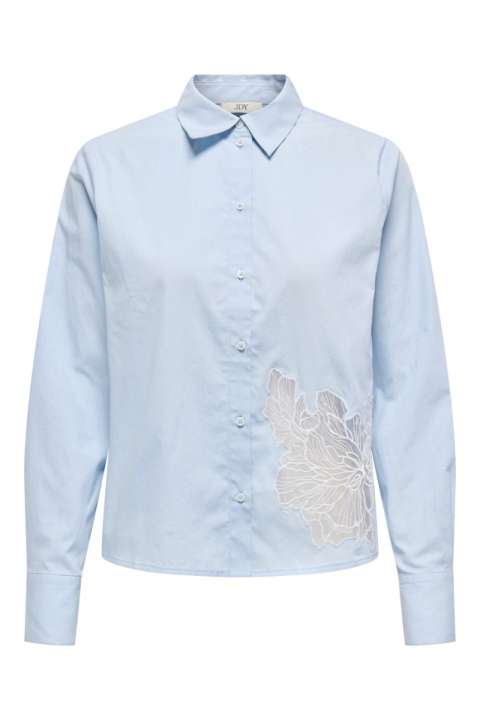Priser på JDY - Skjorte - Flora L/S Embroidery Shirt - Cashmere Blue
