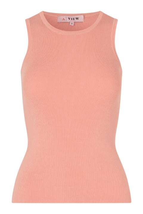 Priser på A-View - Top - Rib Knit Tank Top - Peach