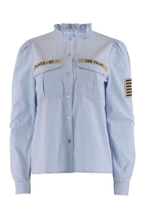 Priser på Continue - Skjorte - Mili stripe Patch - Blue Stripe