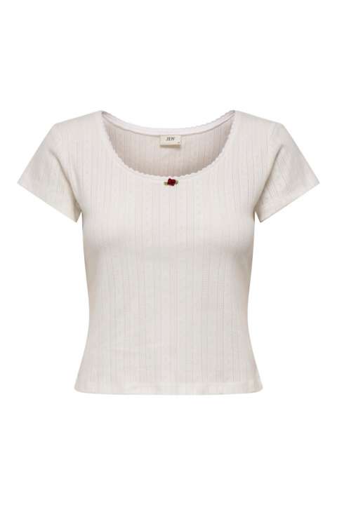 Priser på JDY - T-shirt - Salsa S/S Short O Neck Top - Cloud Dancer