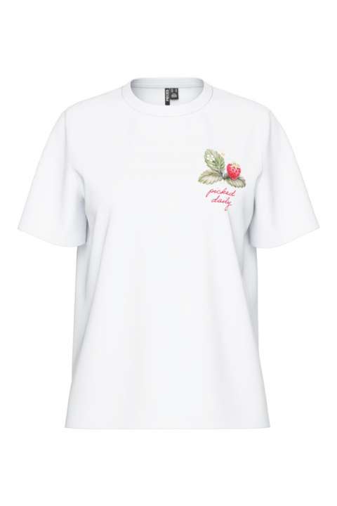 Priser på Pieces - T-shirt - Summer Printed T-shirt - Bright White/Farmers market