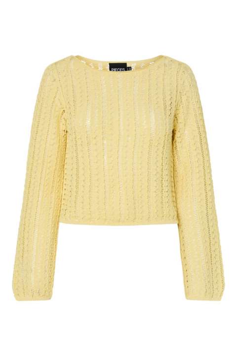 Priser på Pieces - Strik - Siri Short Boatneck Knit - Pale Banana