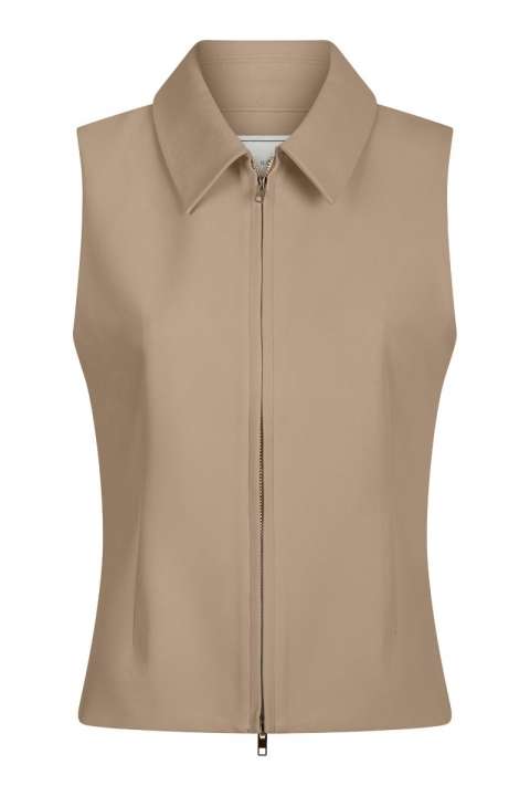 Priser på Neo Noir - Vest - Annabella Structure Waistcoat - Dark Taupe