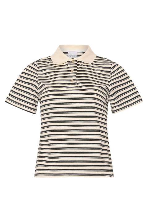 Priser på Noella - T-shirt - Leyna Polo Top - Sugar Grey Stripe