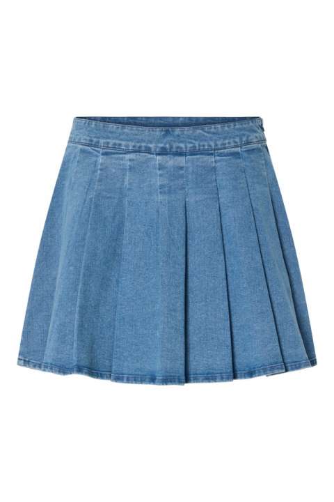 Priser på Pieces - Nederdel - Silje MW Plissé Mini Denim Skirt - Light Blue Denim