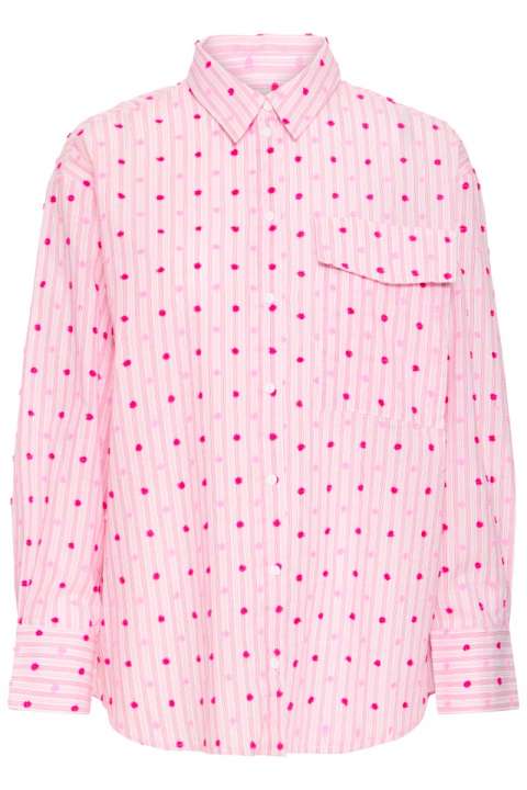 Priser på Ichi - Skjorte - Blake SH - Fuchsia Red w. Cloud Dancer