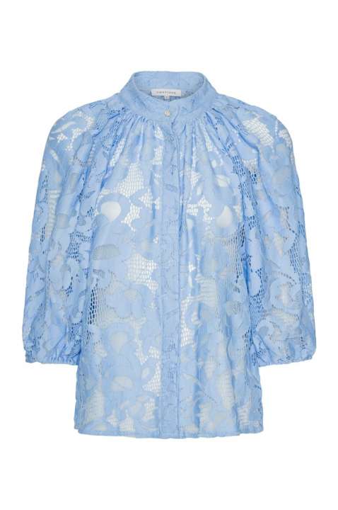 Priser på Continue - Skjorte - Sia Big Lace - Sky Blue