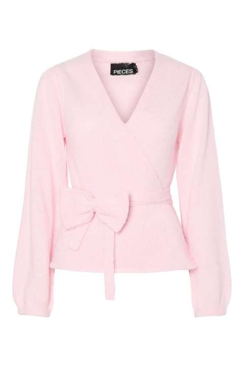 Priser på Pieces - Cardigan - Fleur LS V-Neck Knit Cardigan - Pink Tulle Melange