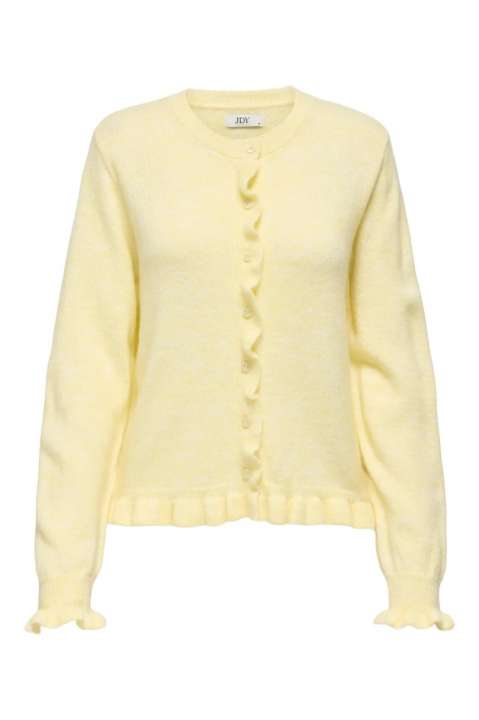 Priser på JDY - Cardigan - LettyL/S On Frill Cardigan - Pastel Yellow Melange