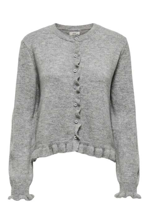 Priser på JDY - Cardigan - Letty L/S On Frill Cardigan - Light Grey Melange