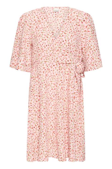 Priser på Ichi - Kjole - Kala Dress - Chalk Pink w.Pink flower