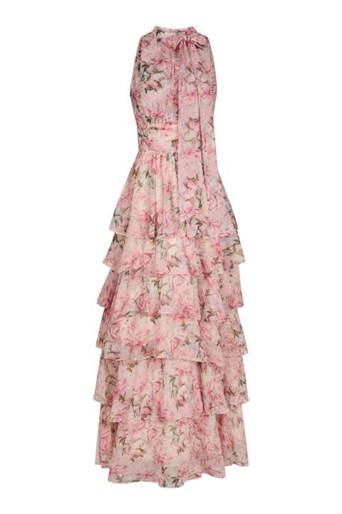 Priser på Neo Noir - Kjole - Marli Flower Chiffon Dress - Rose (Levering slut april)
