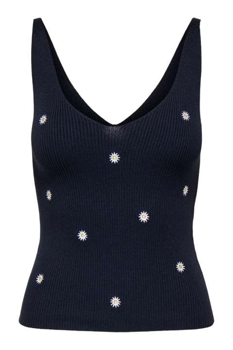 Priser på JDY - Top - Nanna S/L Embroidery Top - Sky Captain/Daisy Embroidery