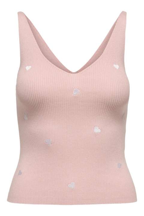 Priser på JDY - Top - Nanna S/L Embroidery Top - Chalk Pink/Cloud Dancer Heart