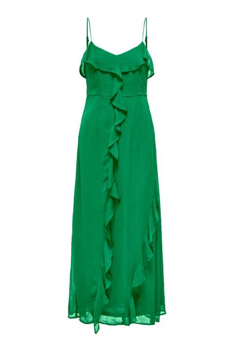 Priser på JDY - Kjole - Belle S/L Frill Maxi Dress - Medium Green