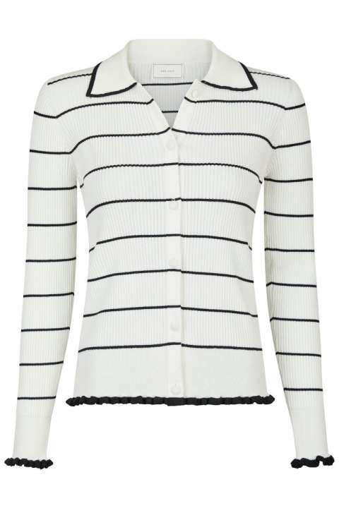 Priser på Neo Noir - Cardigan - Rio Stripe Knit Cardigan - White