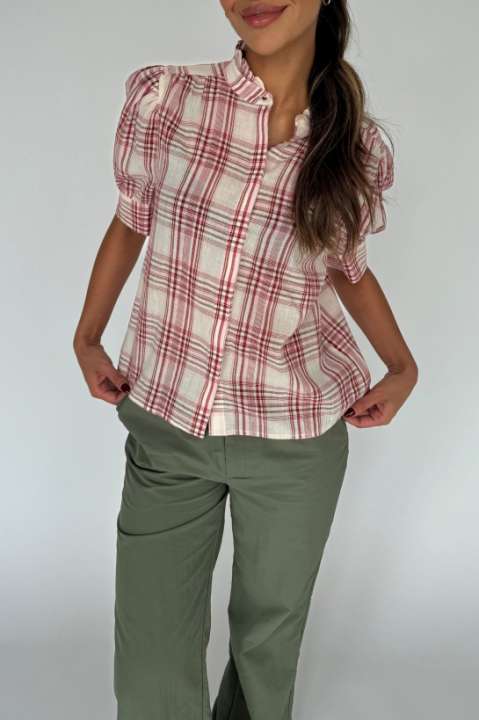 Priser på Continue - Bluse - Moe Check - Red Check