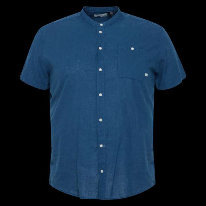 Priser på Blend Herre Kortærmet skjorte i hørmix Plus Size - Navy Peony - 3XL