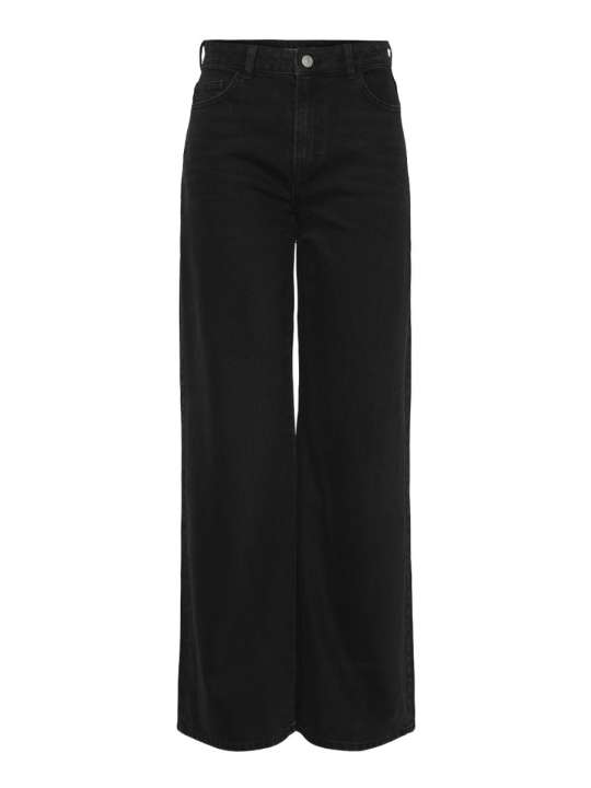 Priser på Pieces - Jeans - Selma Hw Wide Jeans - Black Denim