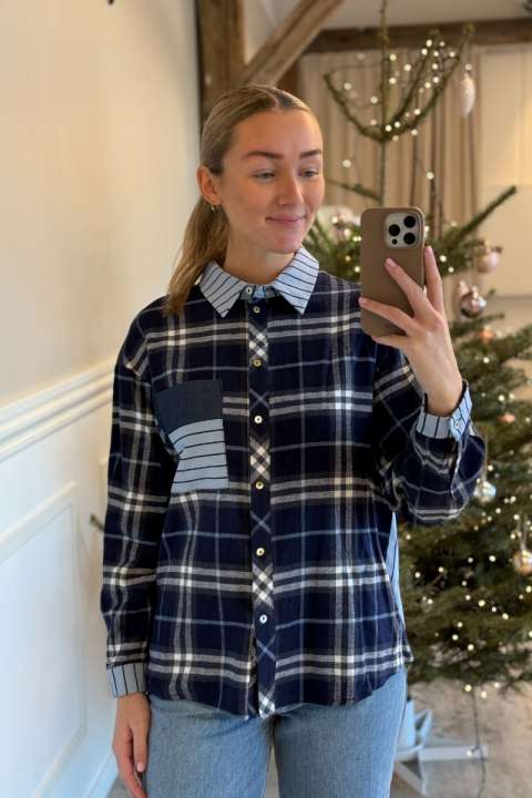 Priser på Continue - Skjorte - Alice Mix Shirt - Blue Check