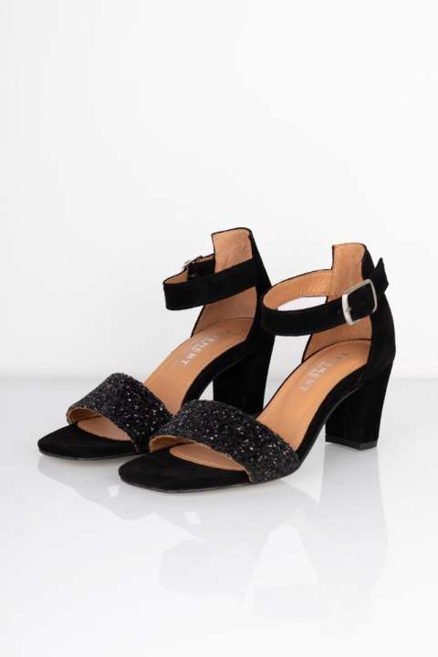 Priser på Pavement - Stiletter - Lykke Two Tone - Black Suede/Black Glitter