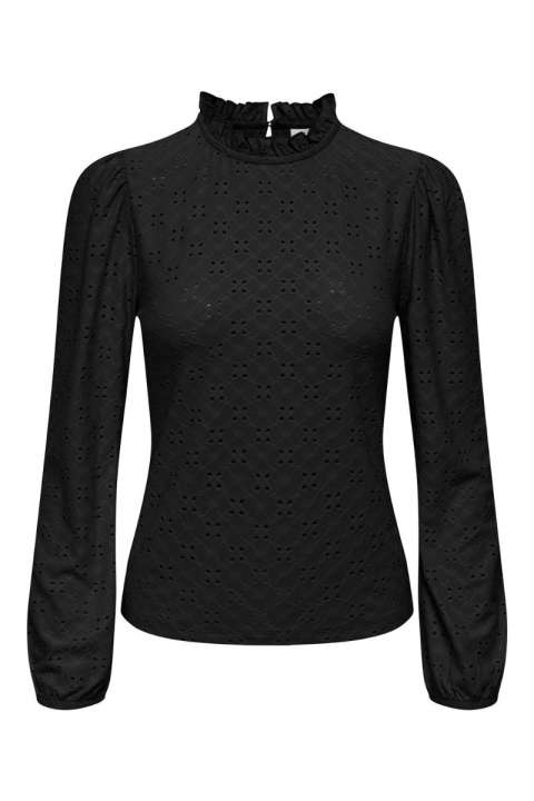 Priser på JDY - Bluse - Cathinka L/S Frill Top - Black