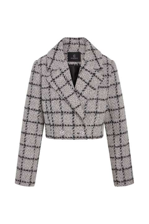 Priser på Bruuns Bazaar - Blazer - DoxaBBNanyas Short Blazer - Sand/Check