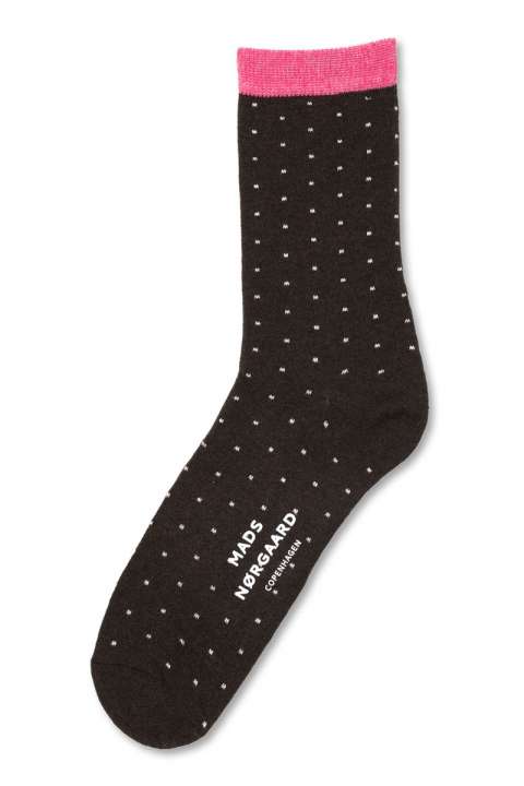 Priser på Mads Nørgaard - Stømper - Sock Pair Ana Mix - Blue Stripe/Black Coffee Dot