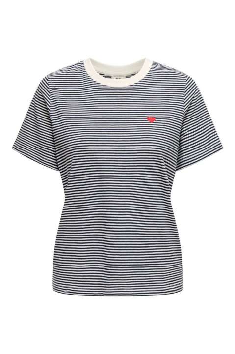 Priser på JDY - T-shirt - JDY Pisa S/S Print Top - Cloud Dancer/Stripes Sky Captain
