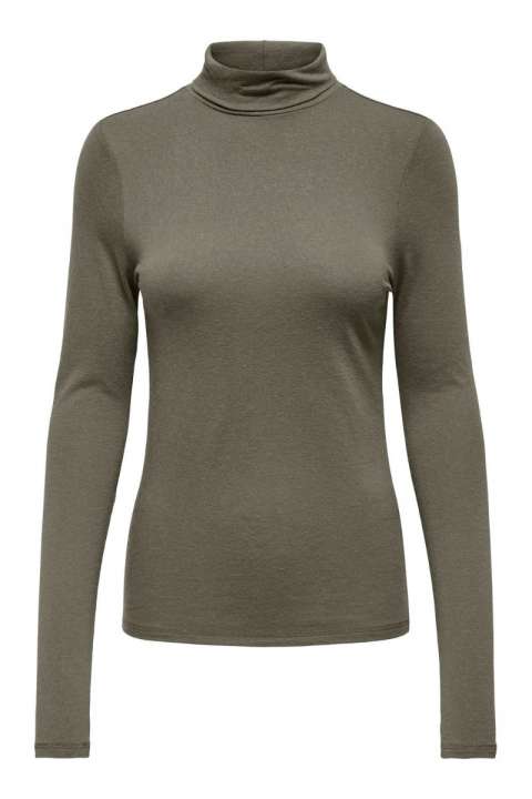 Priser på JDY - Bluse - JDY Suma Woolblend L/S Rollneck Top Jrs - Walnut