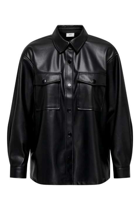 Priser på JDY - Skjorte - JDY Alaia L/S Faux Leather Shirt - Black