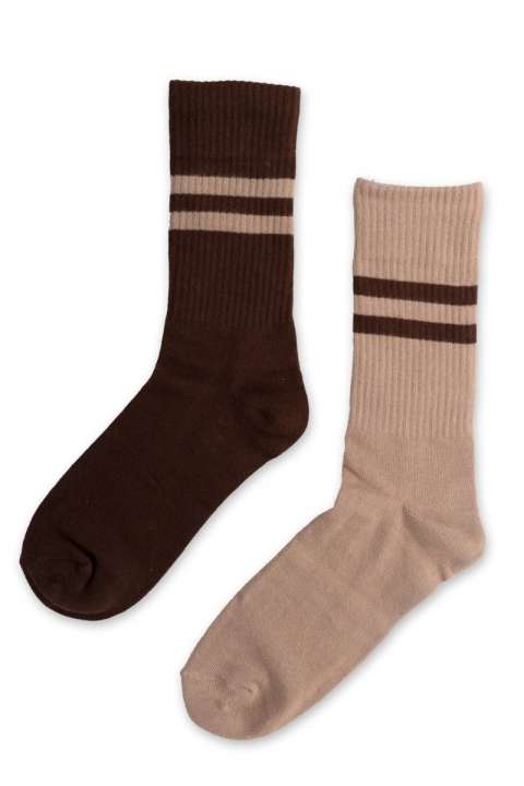 Priser på Loved by Lykke - Strømper - LY Emma Socks 2-Pack - Dark Brown/Beige