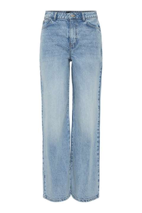 Priser på Pieces - Jeans - Selma HW Wide Jeans - Light Blue Denim