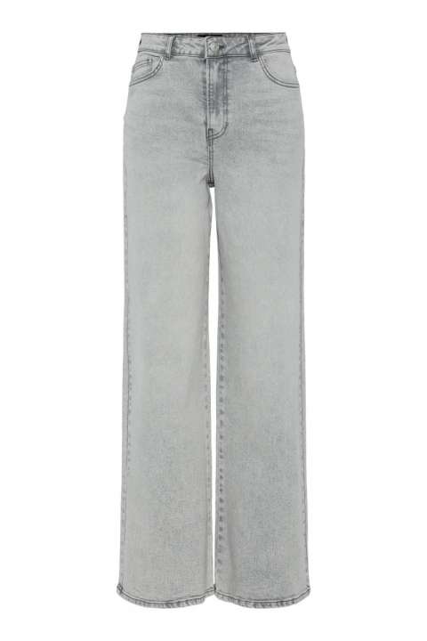 Priser på Pieces - Jeans - Selma HW Wide Jeans - Light Grey Denim