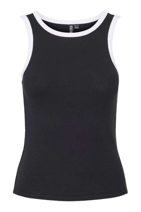Priser på Pieces - Top - PC Stephanie Tank Top - Black/White