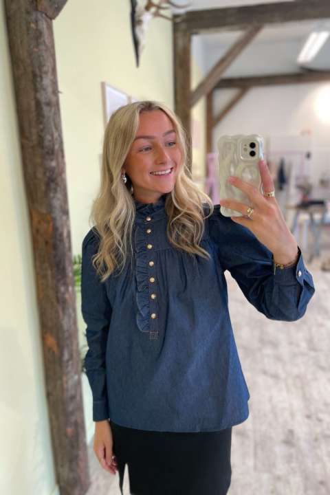 Priser på Continue - Skjorte - Ariana chambre l/s - Dark blue chambre