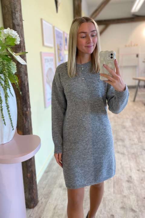 Priser på JDY - Kjole - Jdy Nami Life L/S Sparkle Dress - Dark Grey Melange