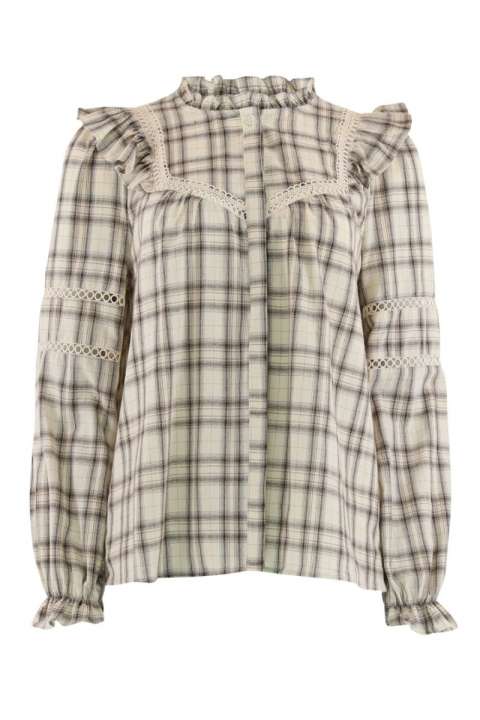 Priser på Continue - Bluse - Bodil - Sand Checkered