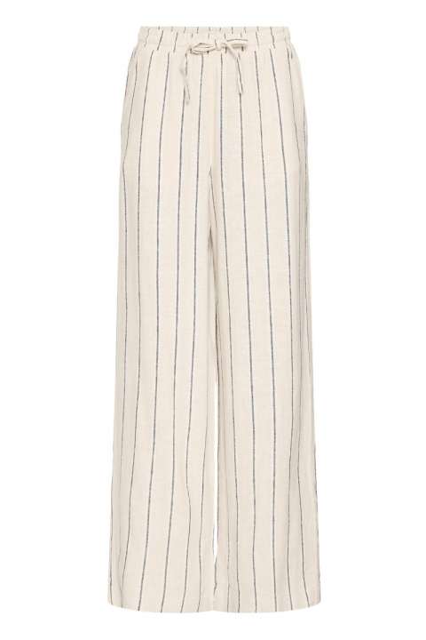 Priser på Ichi - Bukser - IH Linno PA FL - Natural Ecru Stripe