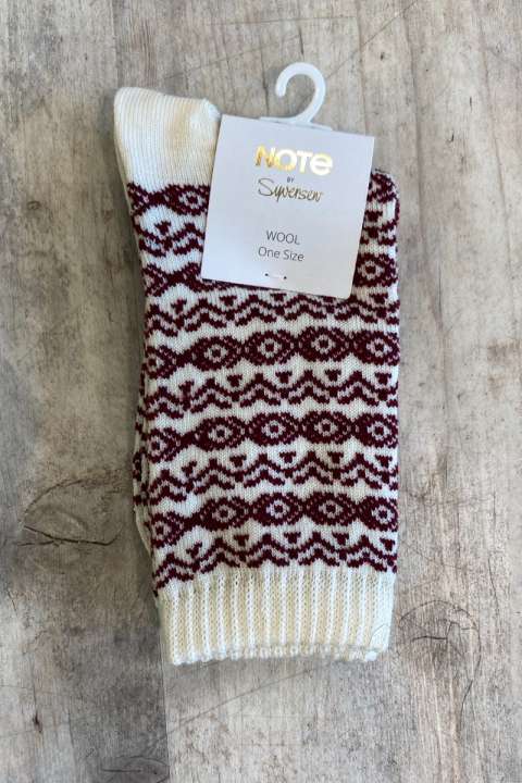 Priser på Oroblu - Strømper - Note Woman Wool Pattern - Off White/Burgundy